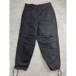 Good American Black Drawstring Cargo Track Pants